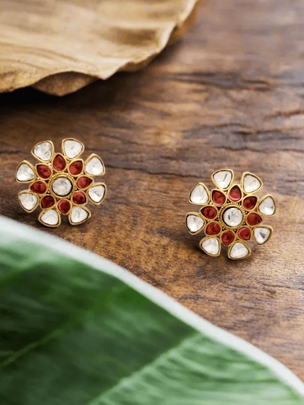 Polki_And_Ruby_Accent_Floral_Stud_Earrings