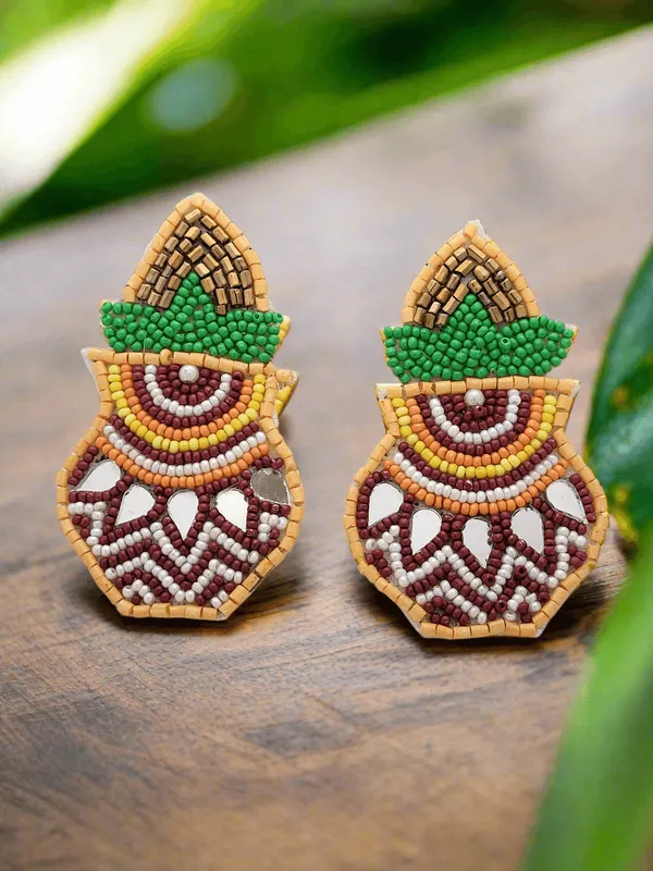 Matki_Beaded_Earrings_With_Mirror_Accents