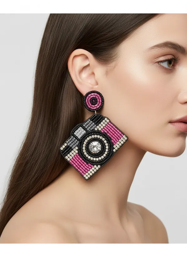 Camera_Beaded_Dangle_Earrings