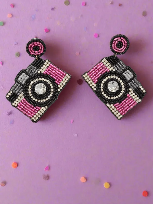 Camera_Beaded_Dangle_Earrings