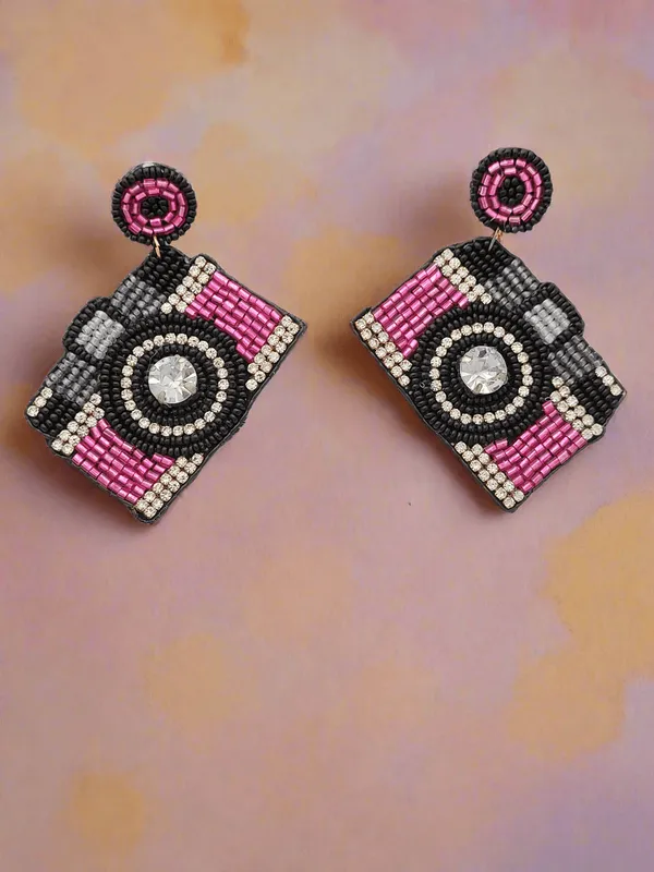 Camera_Beaded_Dangle_Earrings