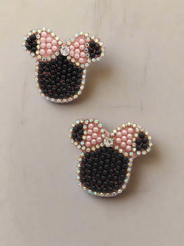 Minnie_Mouse_Inspired_Beaded_Earrings_With_Crystal_Bow