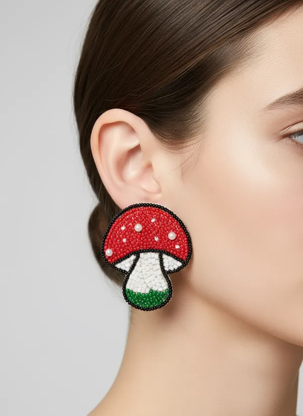 Mushroom_Beaded_Earrings