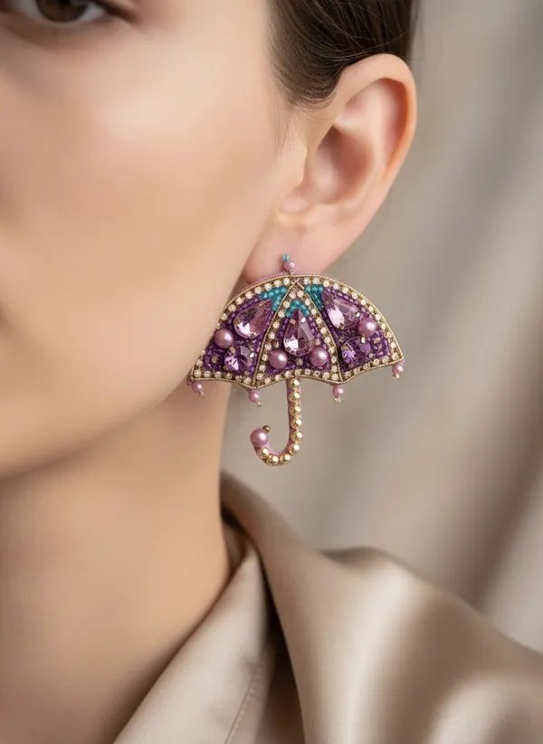 Umbrella_Beaded_And_Embellished_Earrings
