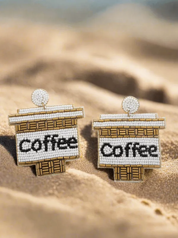 Coffee_Beaded_Dangle_Earrings