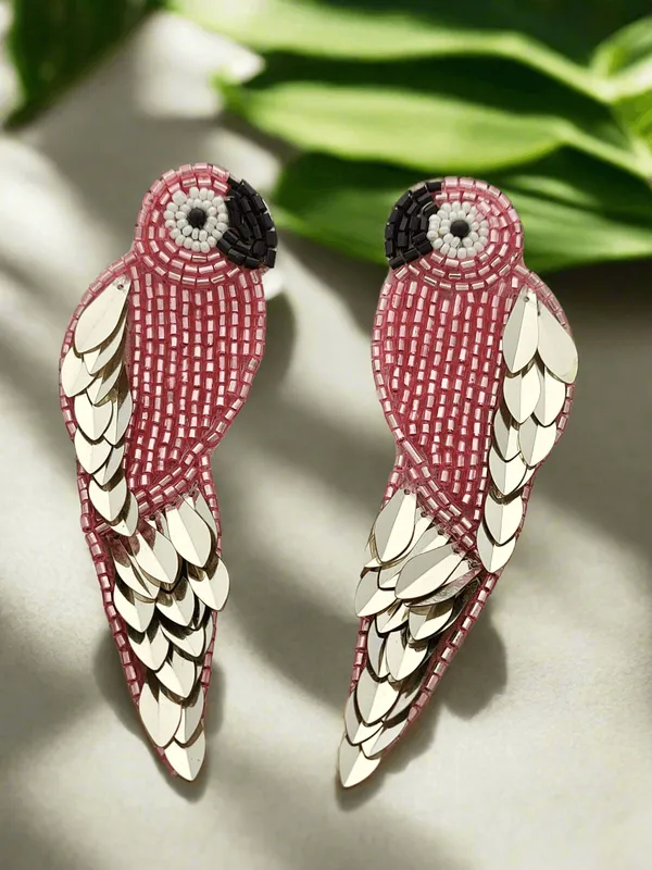 Rose_Parrot_Beaded_And_Sequined_Earrings