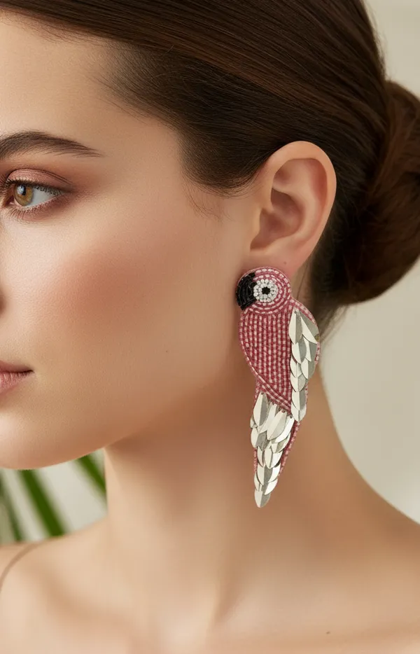 Rose_Parrot_Beaded_And_Sequined_Earrings