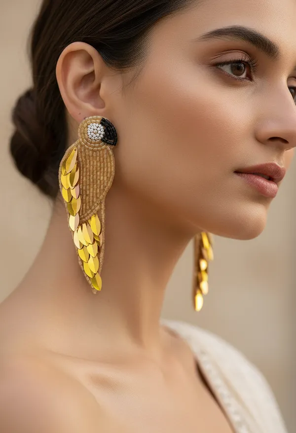 Golden_Parrot_Beaded_And_Sequined_Earrings