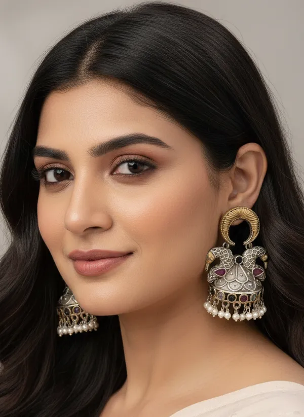 Peacock_Motif_Jhumkha_Earrings