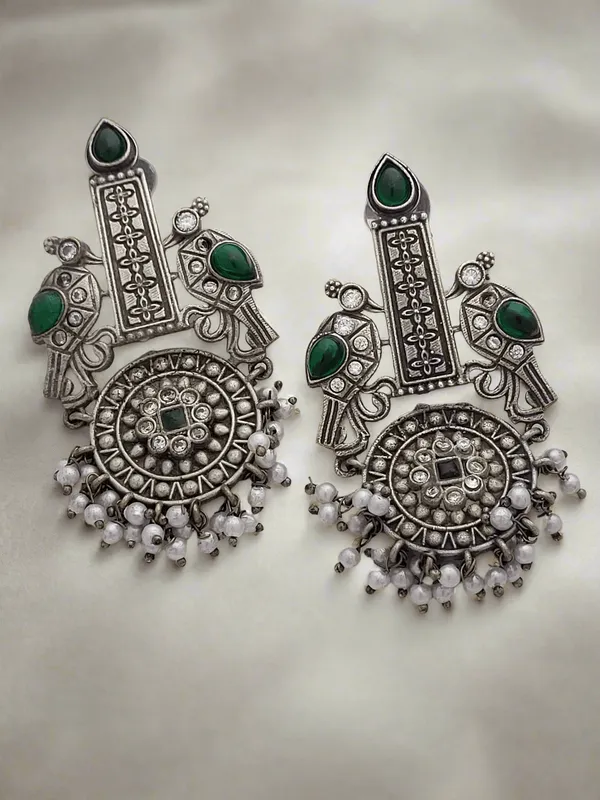 Oxidized_Peacock_Motif_Long_Earrings.