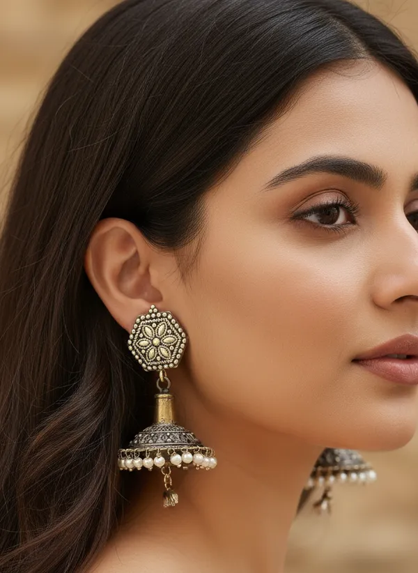 Oxidized_Earrings_With_Disc_Jhumkha