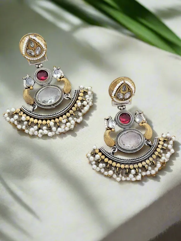 Two_Tone_Earrings_With_Stone_And_Pearl