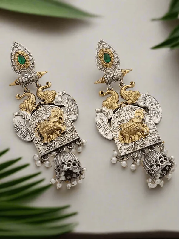 Oxidized_Elephant_Jhumka_Earrings