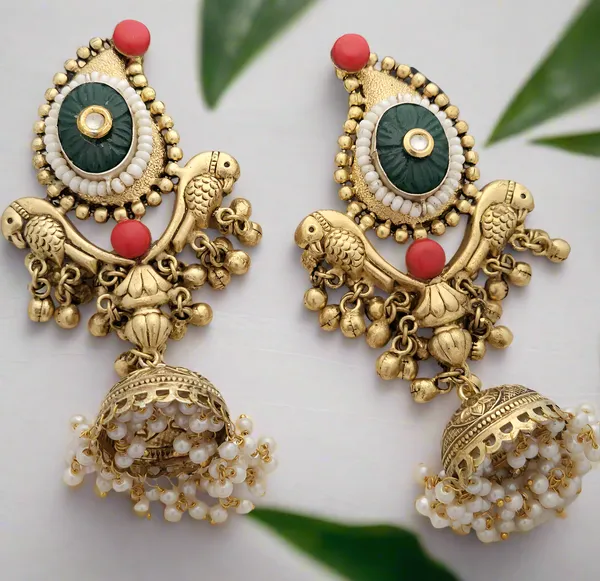 Gold_Toned_Parrot_Jhumka_Earrings