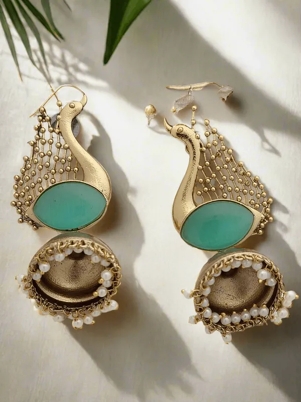 Peacock_Motif_Jhumkas_In_Gold_Finish