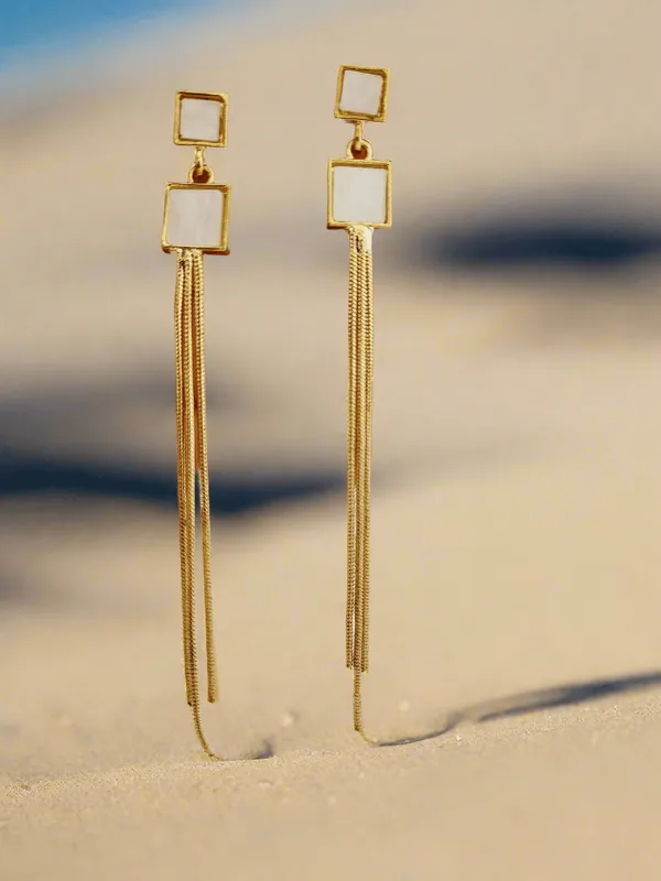 Morden_Chic_Geometric_White_Stone_Chain_Dangle_Earrings
