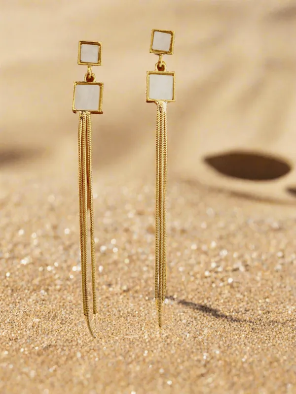 Morden_Chic_Geometric_White_Stone_Chain_Dangle_Earrings