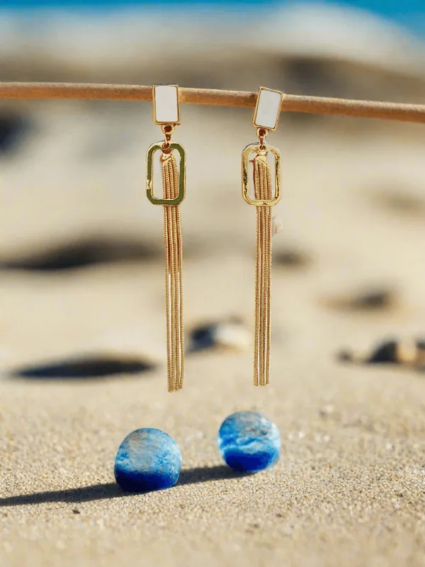 Modern_Rectangular_White_Stone_Chain_Tassel_Earrings