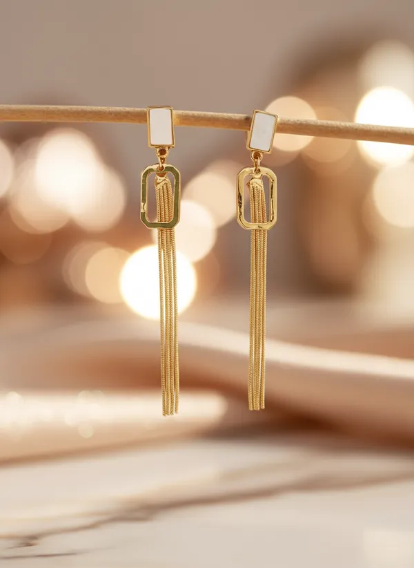 Modern_Rectangular_White_Stone_Chain_Tassel_Earrings