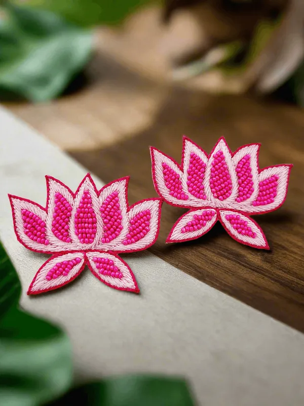 Lotus_Bloom_Embroidered_Beaded_Earrings