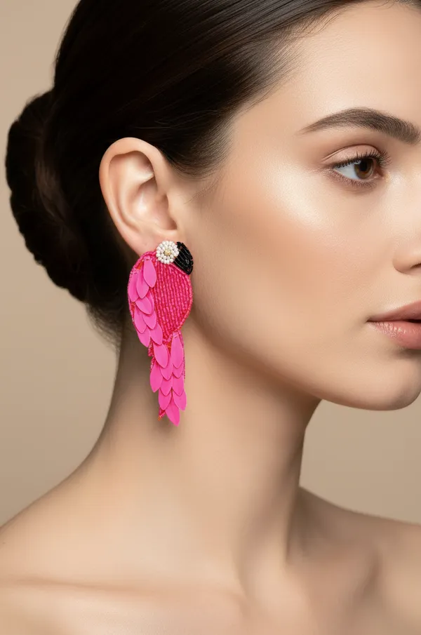 Pink_Parrot_Beaded_Sequined_Drop_Earrings