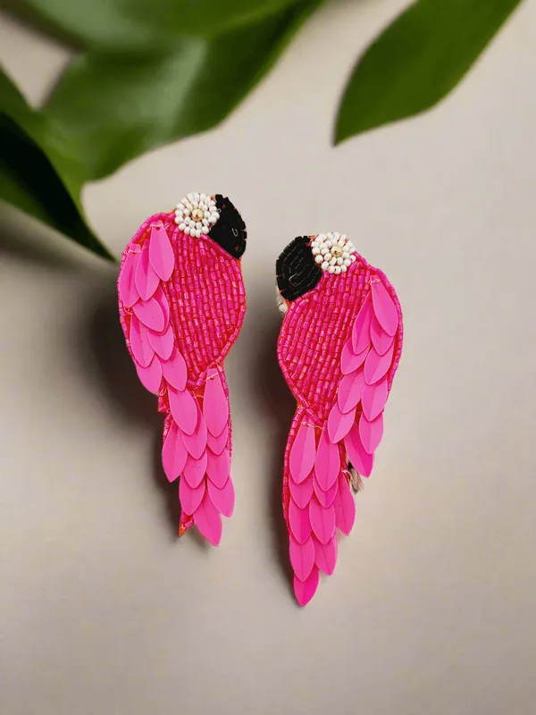 Pink_Parrot_Beaded_Sequined_Drop_Earrings