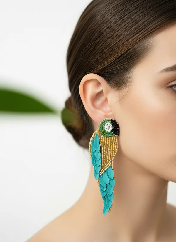 Parrot_Beaded_Sequined_Drop_Earrings