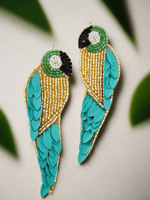 Parrot_Beaded_Sequined_Drop_Earrings