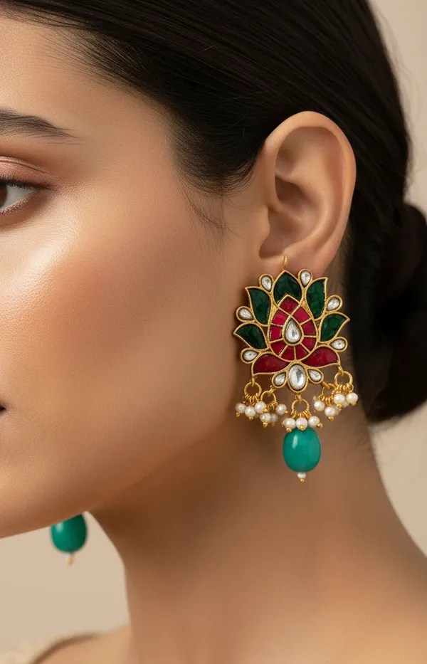 Lotus_Kundan_Earrings