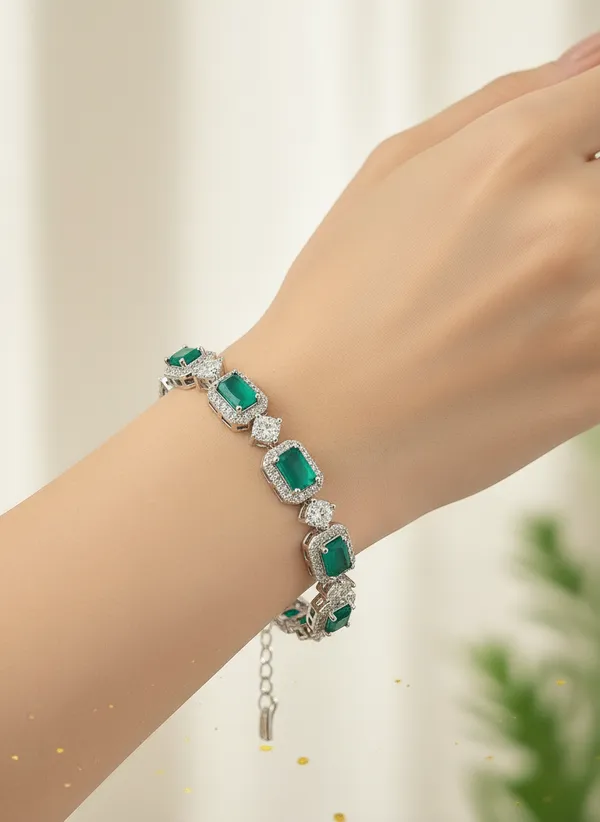Emerald_Crystal_Halo_Link_Bracelet