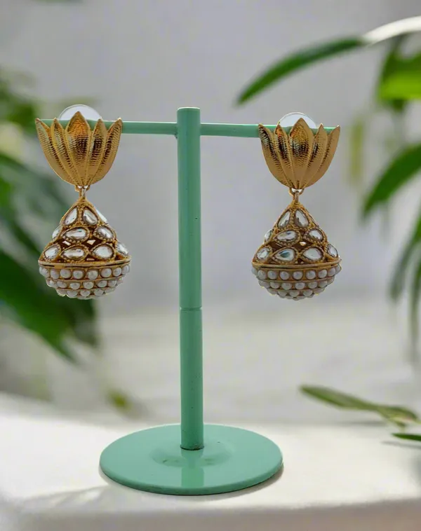 Golden_Lotus_Pearl_Dome_Earrings
