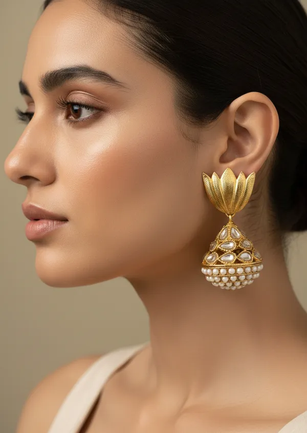 Golden_Lotus_Pearl_Dome_Earrings