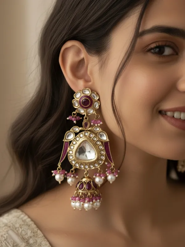 Grand_Maharani_Style_Kundan_Jhoomar_Jhumka_Earrings