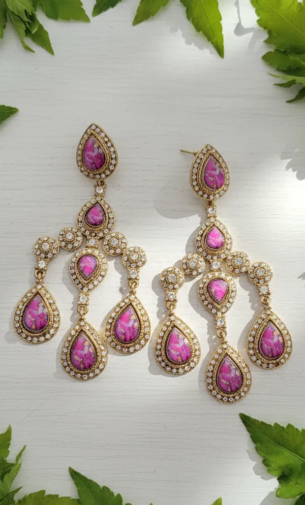 Fuchsia_Pink_Crystal_Chandelier_Drop_Earrings
