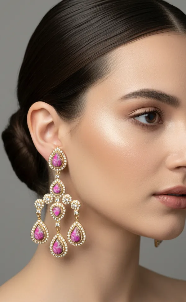Fuchsia_Pink_Crystal_Chandelier_Drop_Earrings