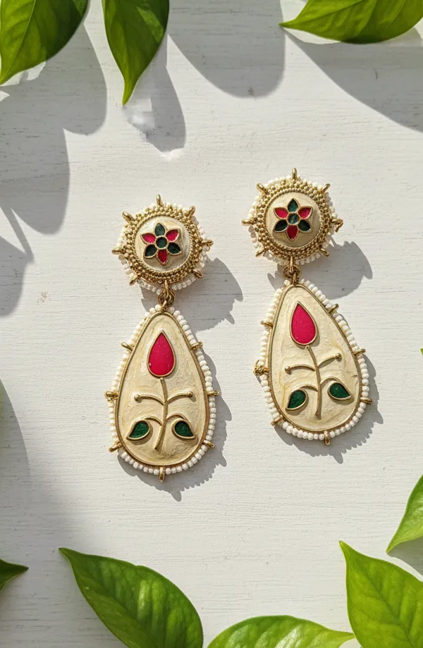 Mughal_Lotus_Enamel_Pearl_Drop_Earrings