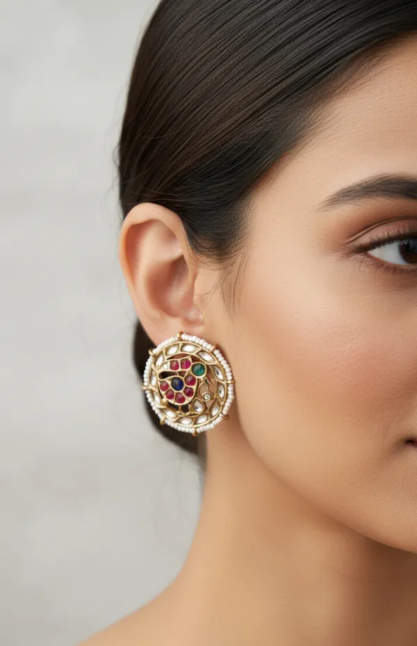 Colorful_Polki_Stone_Round_Stud_Earrings