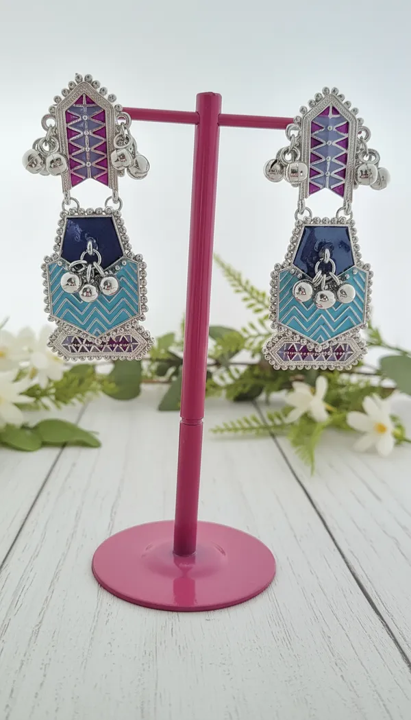 Layered_Blue_Enamel_Ghungroo_Drop_Earrings