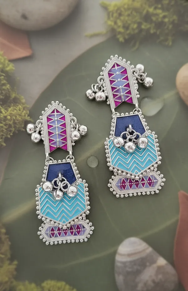 Layered_Blue_Enamel_Ghungroo_Drop_Earrings