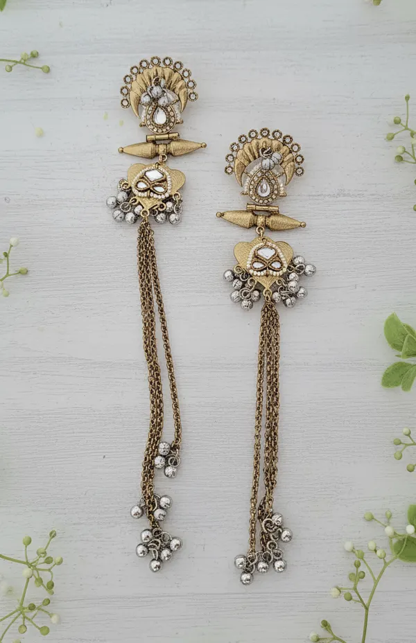 Grand_Antique_Gold_Polki_Ghungroo_Chain_Drop_Earrings