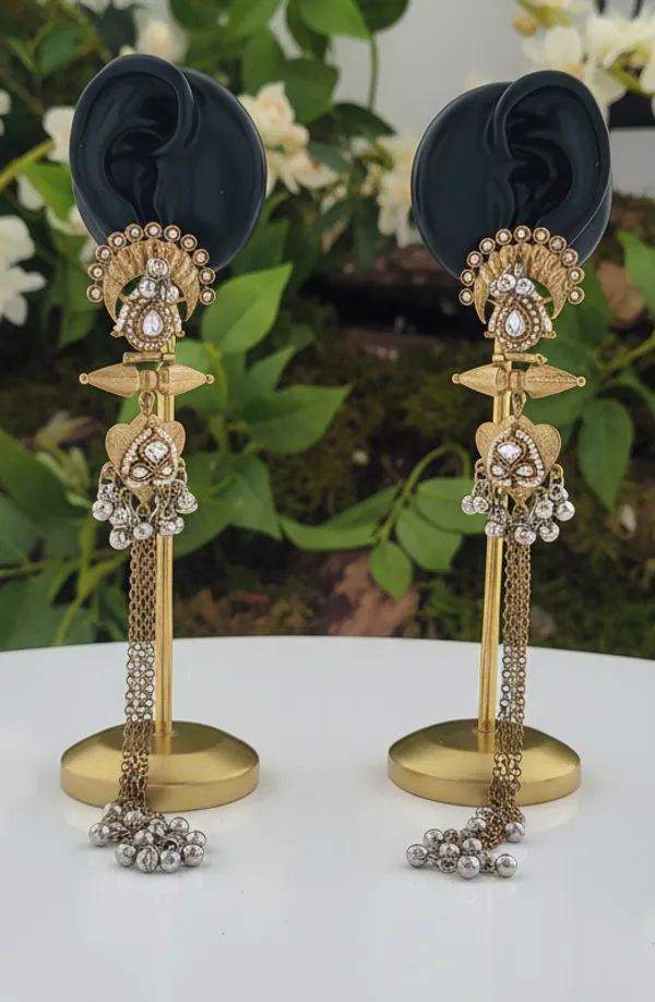 Grand_Antique_Gold_Polki_Ghungroo_Chain_Drop_Earrings