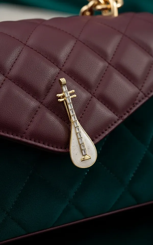 Crystal_Baguette_White_Enamel_Sitar_Brooch