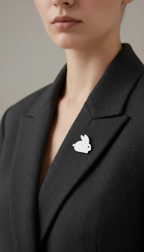 Sleek_White_Enamel_Rabbit_Pin_With_Ruby_Eye.