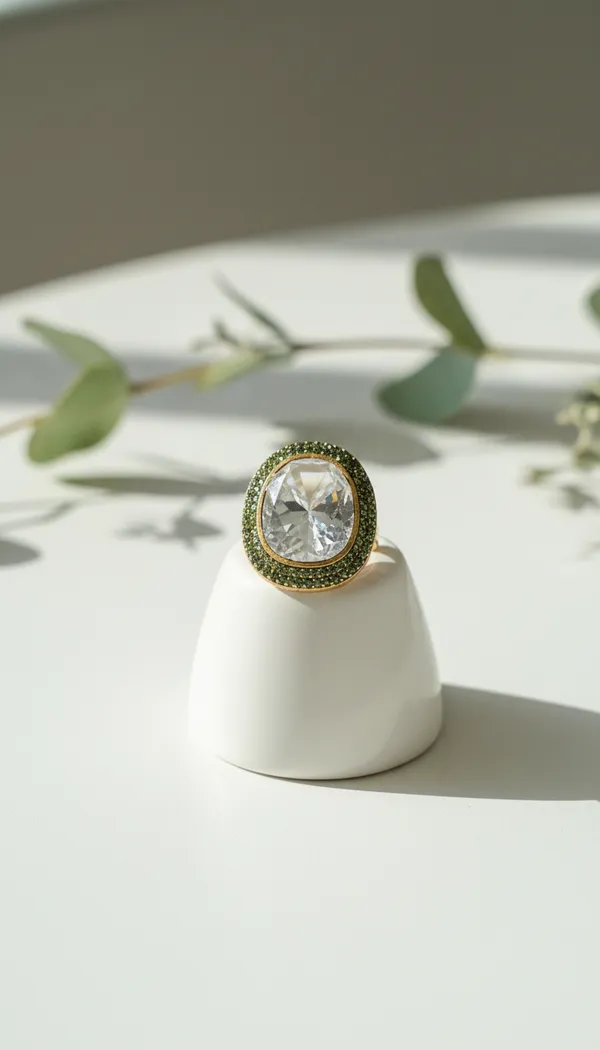 Emerald_Green_Accented_Clear_Stone_Ring
