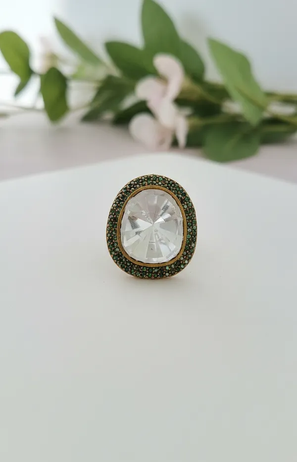 Emerald_Green_Accented_Clear_Stone_Ring