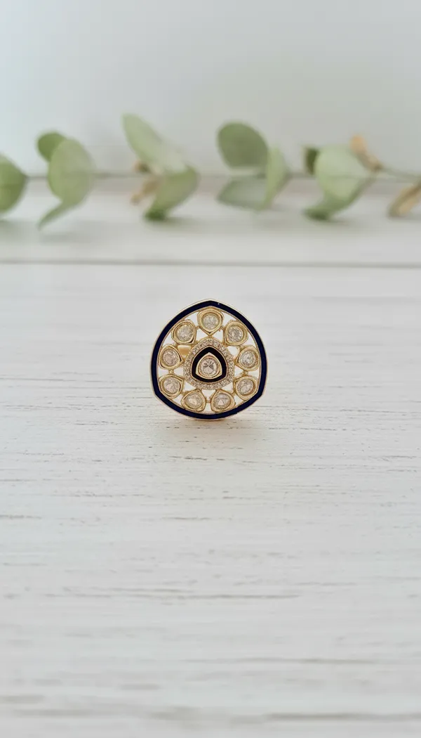 Navy_Enamel_Polki_Style_Statement_Ring