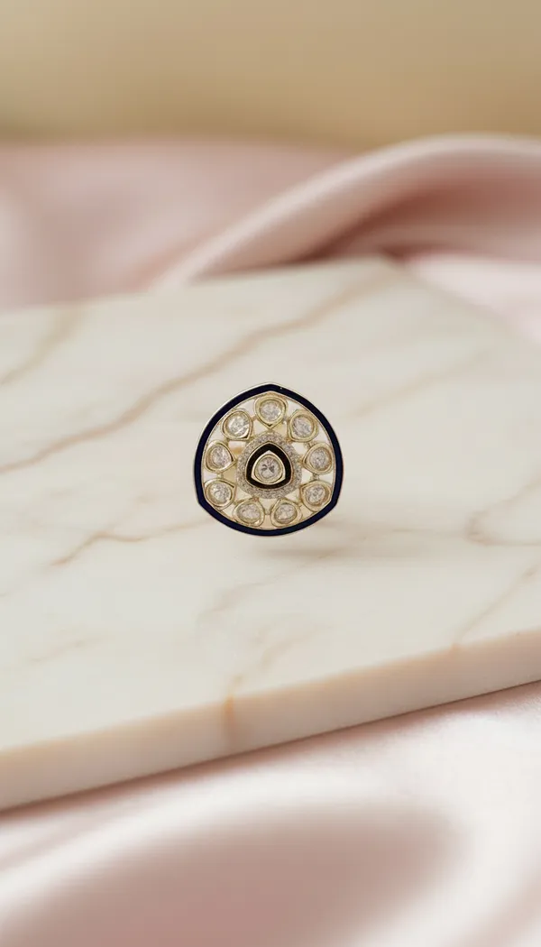 Navy_Enamel_Polki_Style_Statement_Ring