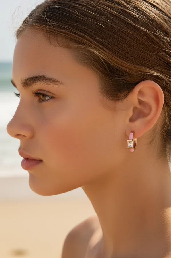 Elegant_Pink_Enamel_Gold_Plated_Earring_with_sparkling_zirconia