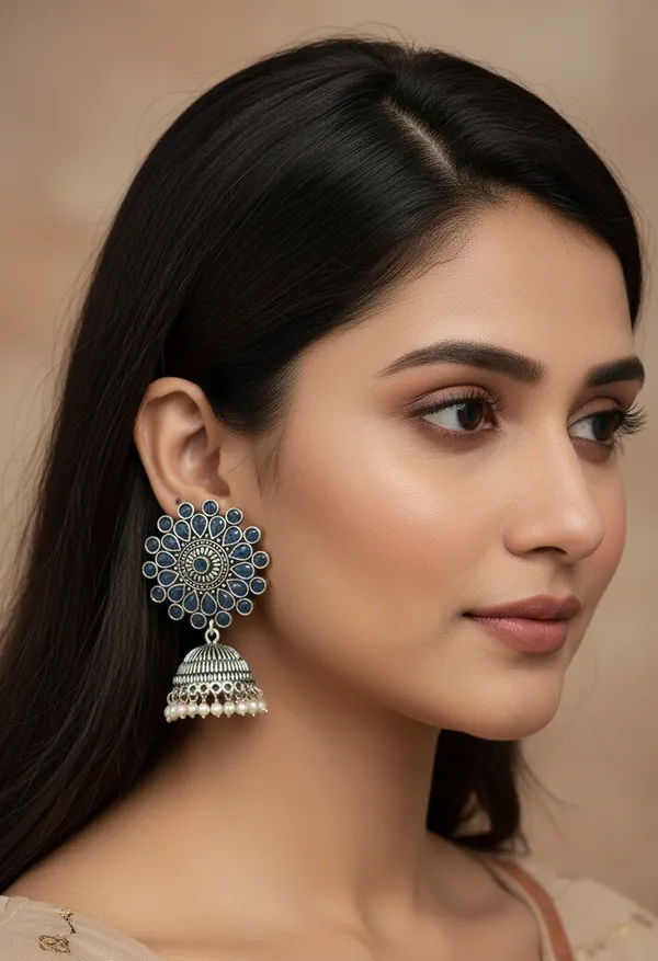Oxidized_Floral_Motif_Earrings