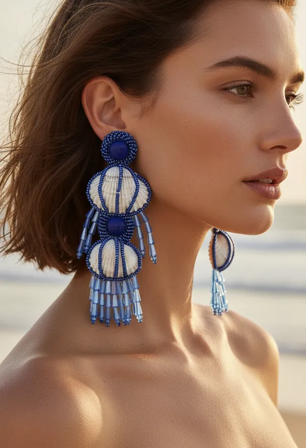 Seashell_And_Beaded_Dangle_Earrings_With_Crystal_Drops